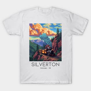 A Vintage Travel Illustration of the Durango and Silverton Narrow Gauge Railroad - Colorado - US T-Shirt